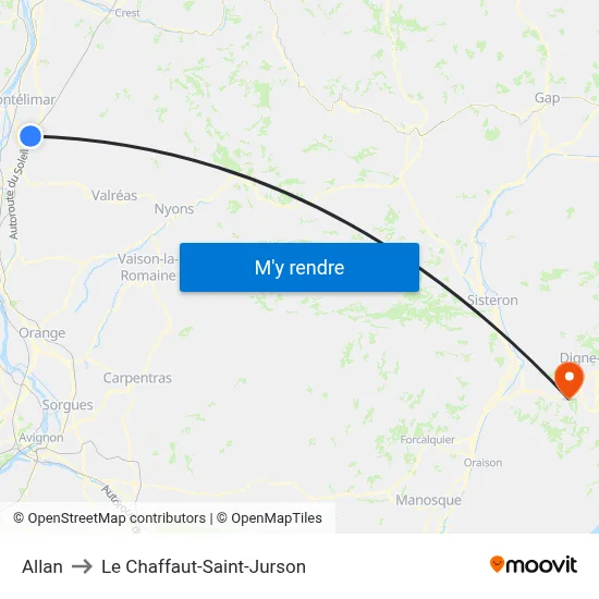 Allan to Le Chaffaut-Saint-Jurson map