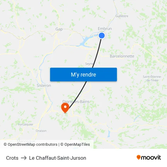 Crots to Le Chaffaut-Saint-Jurson map