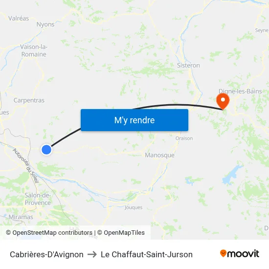 Cabrières-D'Avignon to Le Chaffaut-Saint-Jurson map