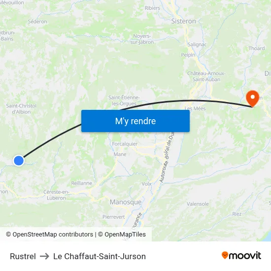 Rustrel to Le Chaffaut-Saint-Jurson map