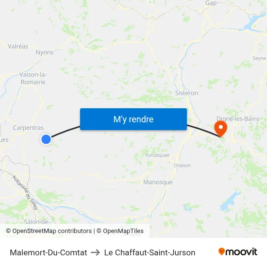 Malemort-Du-Comtat to Le Chaffaut-Saint-Jurson map