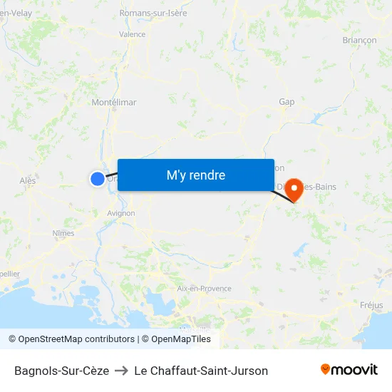 Bagnols-Sur-Cèze to Le Chaffaut-Saint-Jurson map
