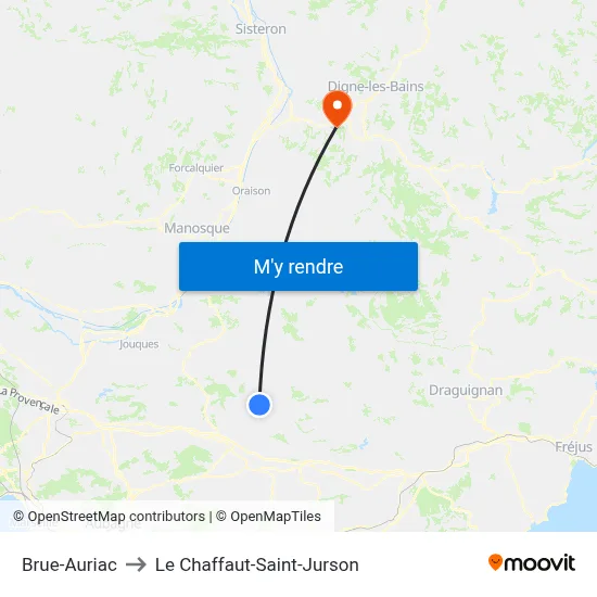 Brue-Auriac to Le Chaffaut-Saint-Jurson map