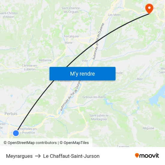 Meyrargues to Le Chaffaut-Saint-Jurson map