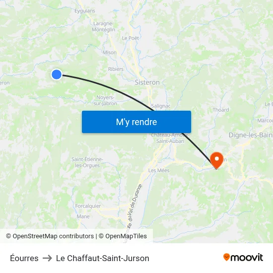 Éourres to Le Chaffaut-Saint-Jurson map