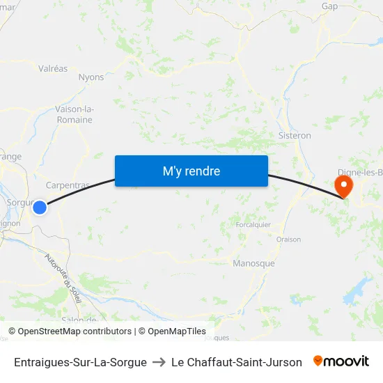 Entraigues-Sur-La-Sorgue to Le Chaffaut-Saint-Jurson map