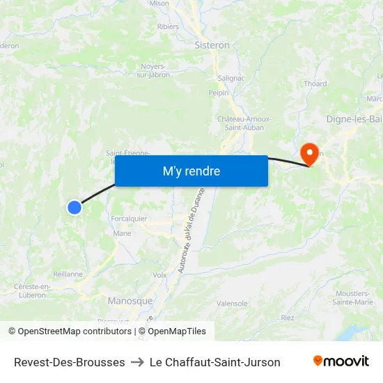 Revest-Des-Brousses to Le Chaffaut-Saint-Jurson map