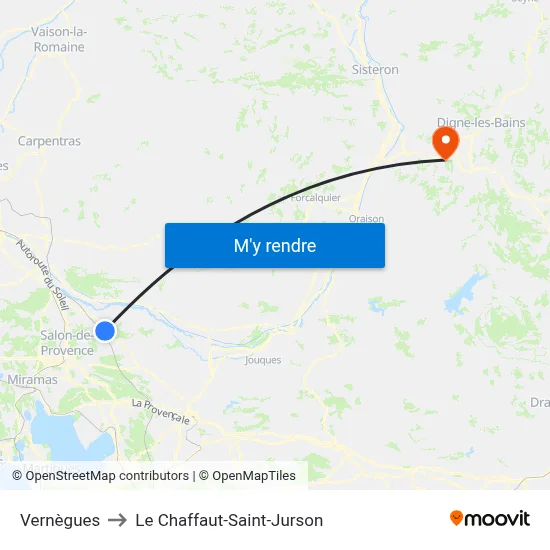 Vernègues to Le Chaffaut-Saint-Jurson map