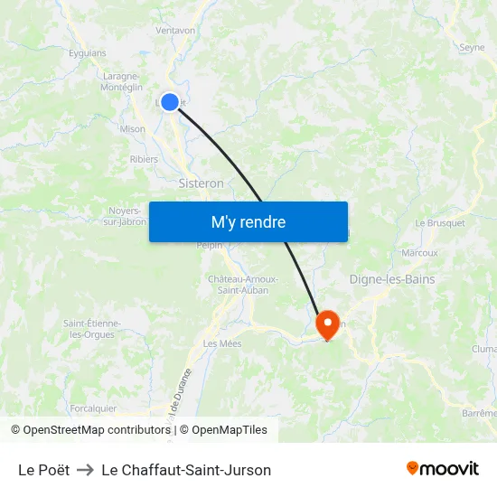 Le Poët to Le Chaffaut-Saint-Jurson map
