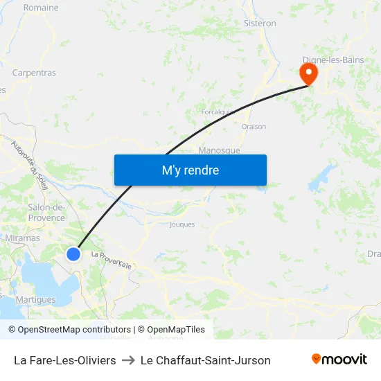 La Fare-Les-Oliviers to Le Chaffaut-Saint-Jurson map