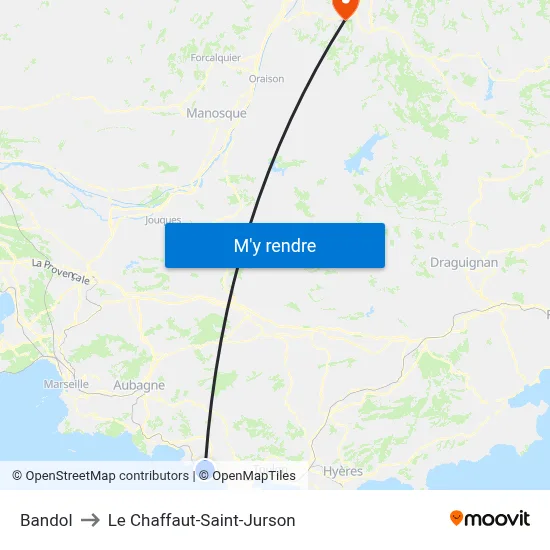 Bandol to Le Chaffaut-Saint-Jurson map