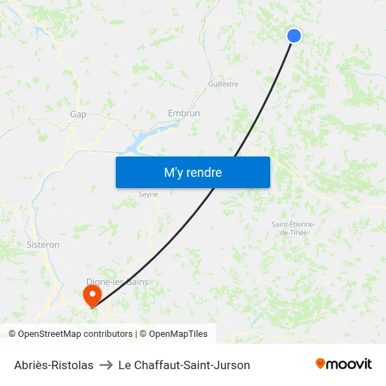 Abriès-Ristolas to Le Chaffaut-Saint-Jurson map