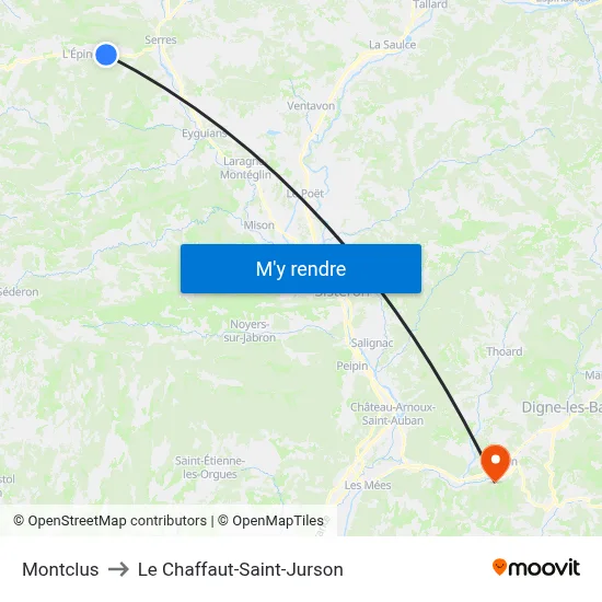 Montclus to Le Chaffaut-Saint-Jurson map