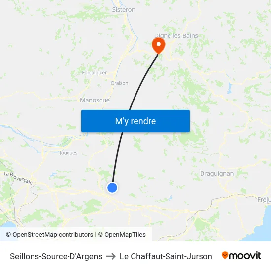 Seillons-Source-D'Argens to Le Chaffaut-Saint-Jurson map