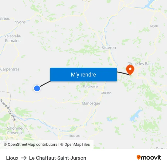 Lioux to Le Chaffaut-Saint-Jurson map