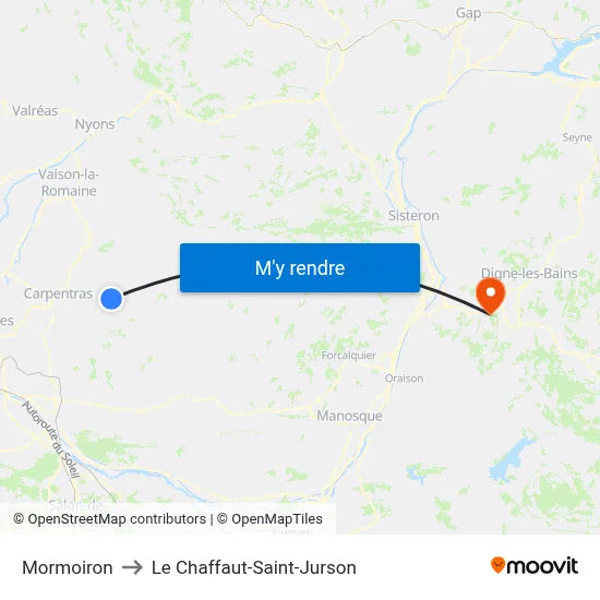 Mormoiron to Le Chaffaut-Saint-Jurson map