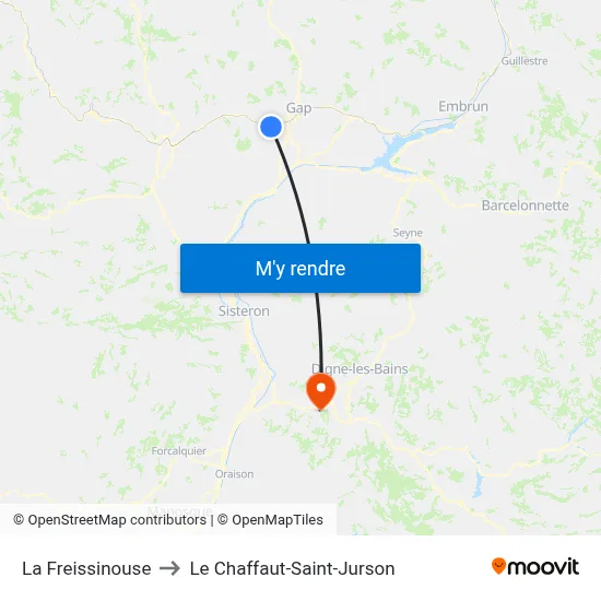 La Freissinouse to Le Chaffaut-Saint-Jurson map