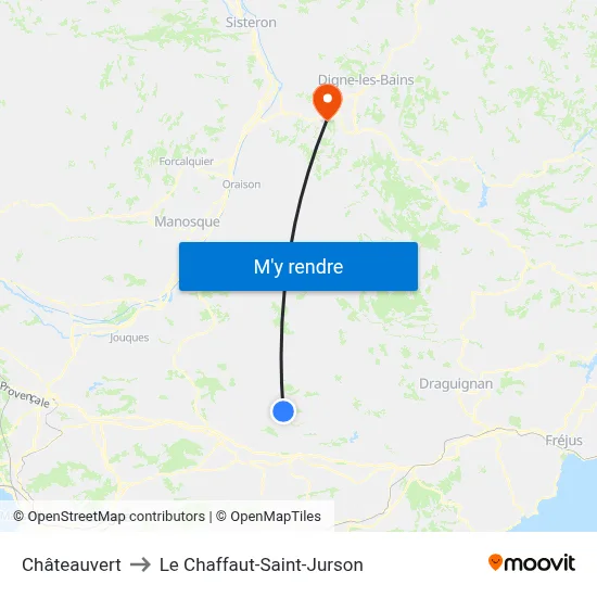 Châteauvert to Le Chaffaut-Saint-Jurson map