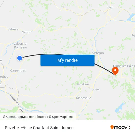 Suzette to Le Chaffaut-Saint-Jurson map