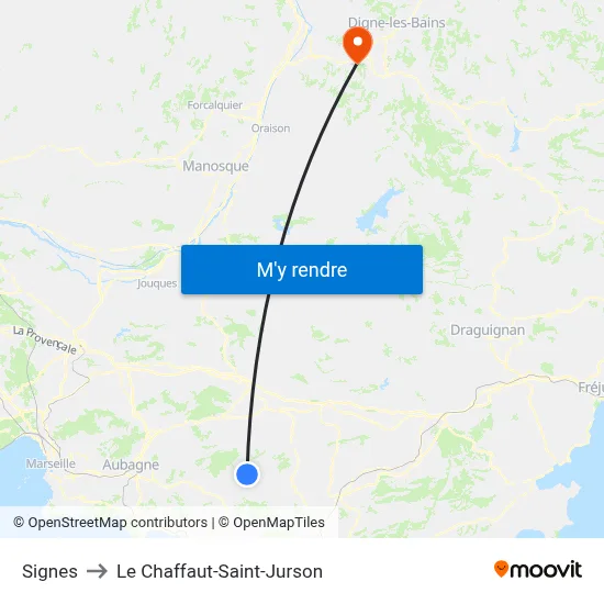 Signes to Le Chaffaut-Saint-Jurson map