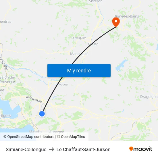 Simiane-Collongue to Le Chaffaut-Saint-Jurson map