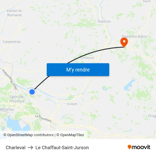Charleval to Le Chaffaut-Saint-Jurson map