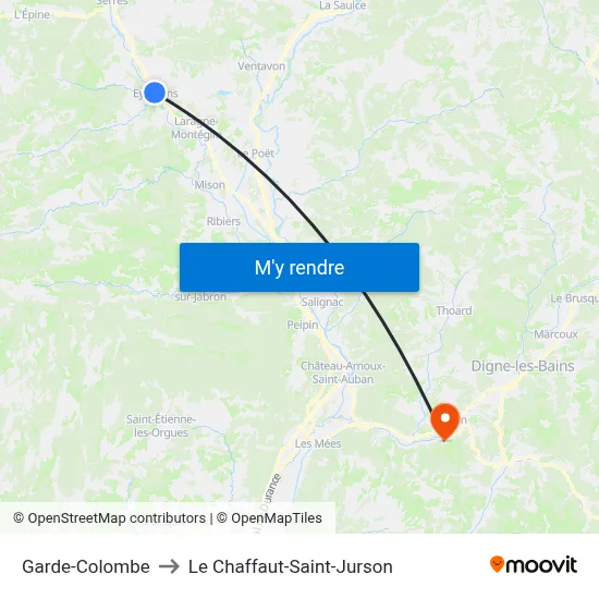 Garde-Colombe to Le Chaffaut-Saint-Jurson map