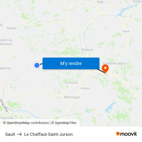 Sault to Le Chaffaut-Saint-Jurson map