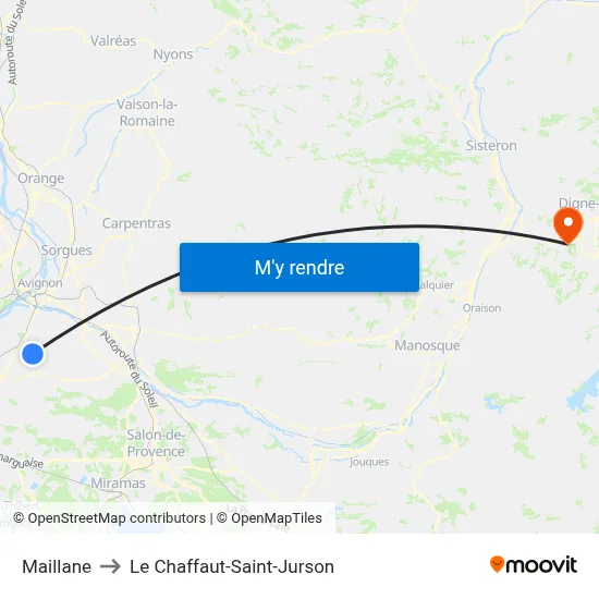 Maillane to Le Chaffaut-Saint-Jurson map
