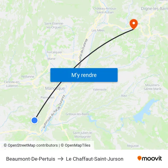 Beaumont-De-Pertuis to Le Chaffaut-Saint-Jurson map