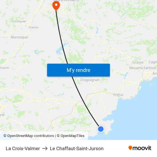 La Croix-Valmer to Le Chaffaut-Saint-Jurson map