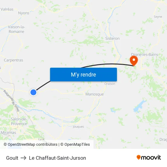Goult to Le Chaffaut-Saint-Jurson map