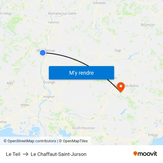 Le Teil to Le Chaffaut-Saint-Jurson map