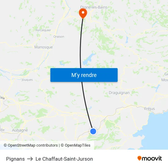 Pignans to Le Chaffaut-Saint-Jurson map