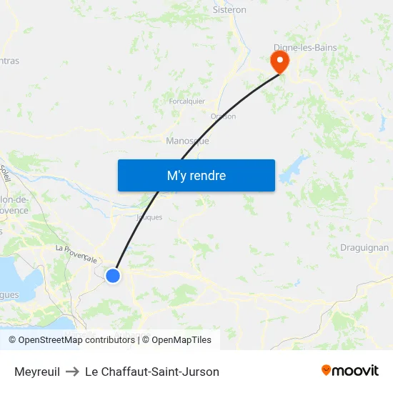 Meyreuil to Le Chaffaut-Saint-Jurson map