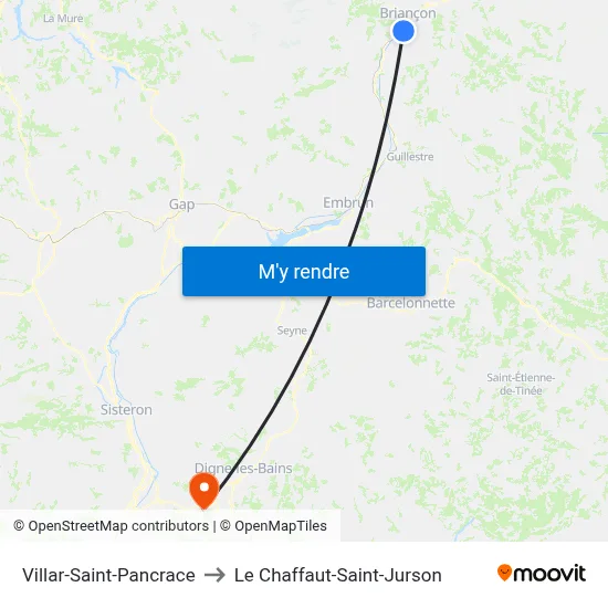 Villar-Saint-Pancrace to Le Chaffaut-Saint-Jurson map