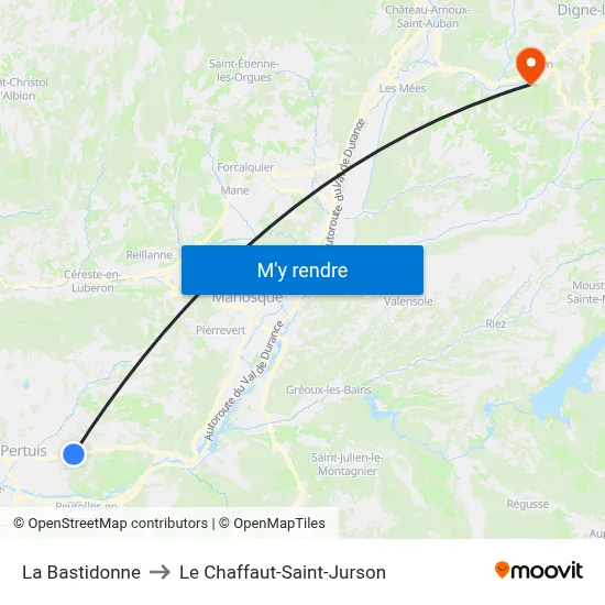 La Bastidonne to Le Chaffaut-Saint-Jurson map