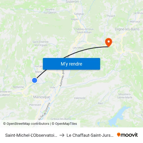Saint-Michel-L'Observatoire to Le Chaffaut-Saint-Jurson map
