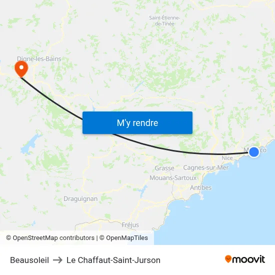Beausoleil to Le Chaffaut-Saint-Jurson map