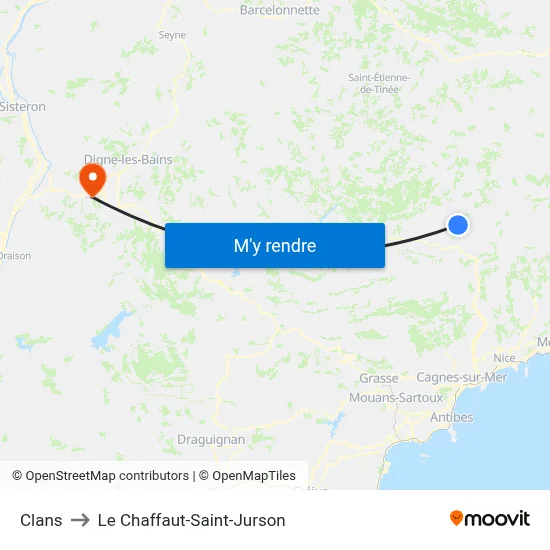 Clans to Le Chaffaut-Saint-Jurson map