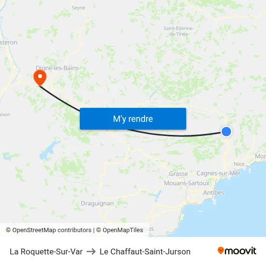 La Roquette-Sur-Var to Le Chaffaut-Saint-Jurson map