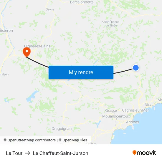 La Tour to Le Chaffaut-Saint-Jurson map