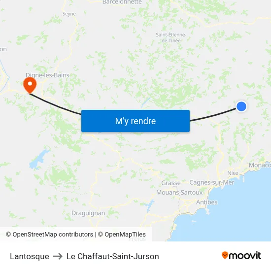 Lantosque to Le Chaffaut-Saint-Jurson map