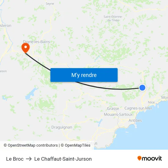 Le Broc to Le Chaffaut-Saint-Jurson map