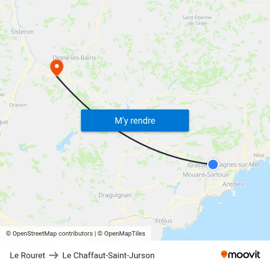 Le Rouret to Le Chaffaut-Saint-Jurson map