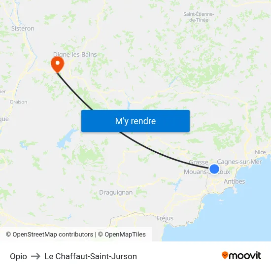 Opio to Le Chaffaut-Saint-Jurson map