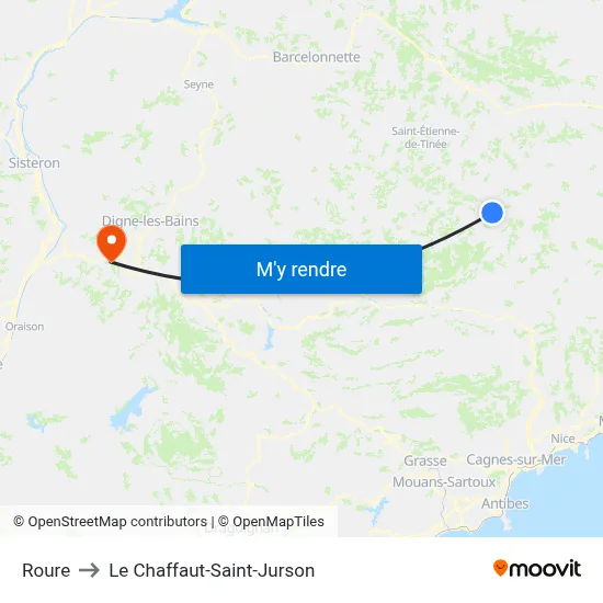 Roure to Le Chaffaut-Saint-Jurson map