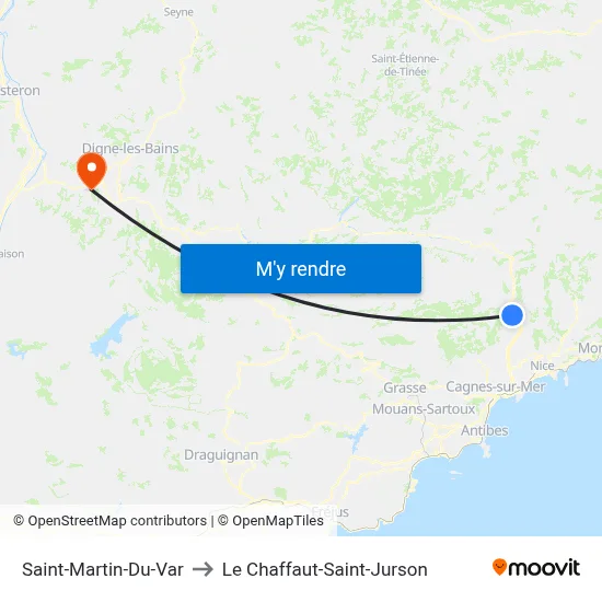 Saint-Martin-Du-Var to Le Chaffaut-Saint-Jurson map