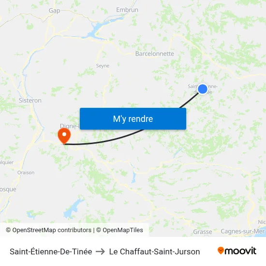 Saint-Étienne-De-Tinée to Le Chaffaut-Saint-Jurson map