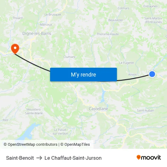 Saint-Benoît to Le Chaffaut-Saint-Jurson map